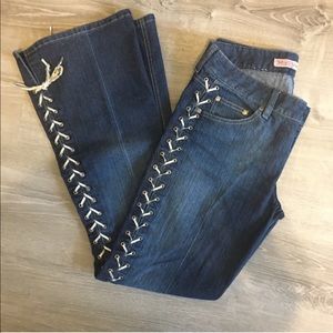 Vantage Mudd Lace-Up Jeans, Size 9